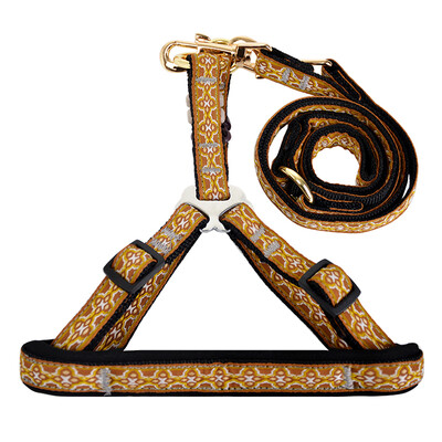 

L&H Lohas chest set dog chain dog leash dog strap small&medium dog leash rope pet dog leash dog chest back traction rope national wind series pan yellow M