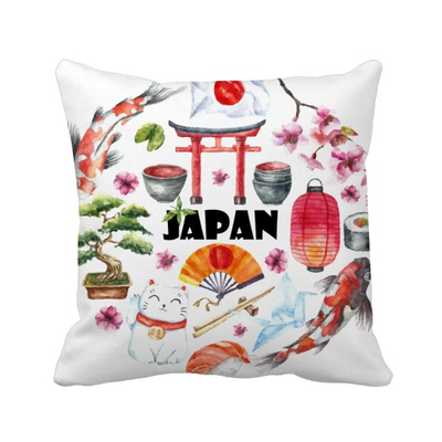 

Japan Cute Japanese Style Watercolor Square Throw Pillow Insert Cushion Cover Home Sofa Decor Gift