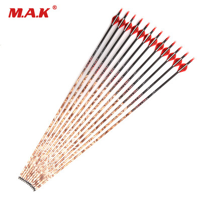 

12 Pure Carbon Arrow 32 Inches Outer Diameter 78mm Spine 250 with Blazer Feather Removable Tip Point For Archery Hunting