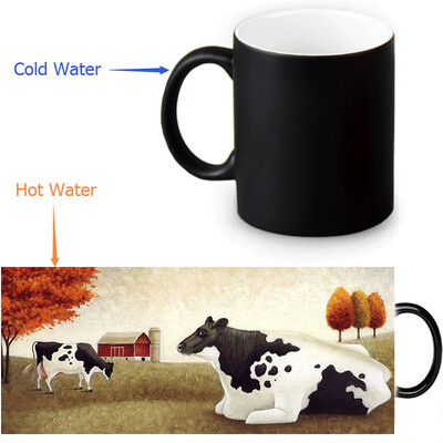 

Cow 350ml12oz Heat Reveal Mug Color Change Coffee Cup Sensitive Morphing Mugs Magic Mug Milk Tea Cups