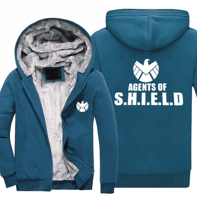 

2018 New USA SIZE Men Winter Autumn Hoodies agents of shield pattern Fleece Coat Baseball Uniform Sportswear Jacket wool