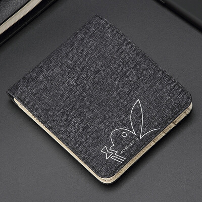 

Playboy playboy wallet mens short section youth mens wallet student canvas wallet tide Korean version of the youth ticket holder creative wallet thin PAA7523