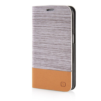 

MOONCASE Canvas Leather Side Flip Stand Shell Case Cover for Samsung Galaxy Prevail LTE / Galaxy Core Prime G360 Light Brown
