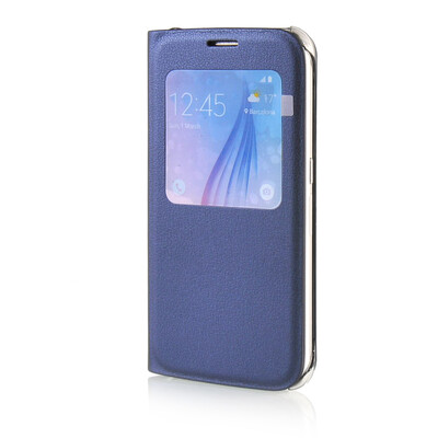 

MOONCASE High grade Leather Side Flip Pouch Shell Back ЧЕХОЛ ДЛЯ Samsung Galaxy S6 Sapphire