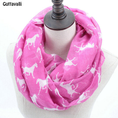 

Guttavalli Fashion Woman Solid Horse Print Loop Shawl Women Winter Stripes Ring Scarves Female Autumn Horses Animal Infinity Scarf