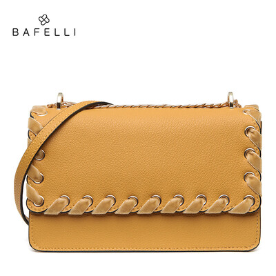 

BAFELLI new arrival split leather bag rose gold bolsos mujer fashion ribbons crossbody bag hot sale women messenger bags