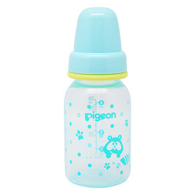 

Pigeon standard caliber PP plastic painted bottle 120ml raccoon blue with  pacifier AA166