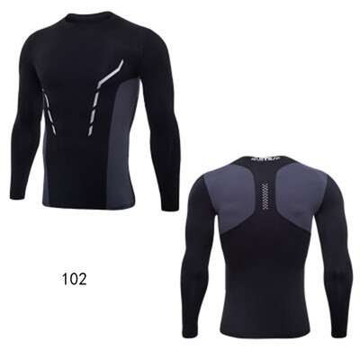 

New sports mens long-sleeved fitness clothing stretch compression workout clothes mens running training quick-drying PROT shirt