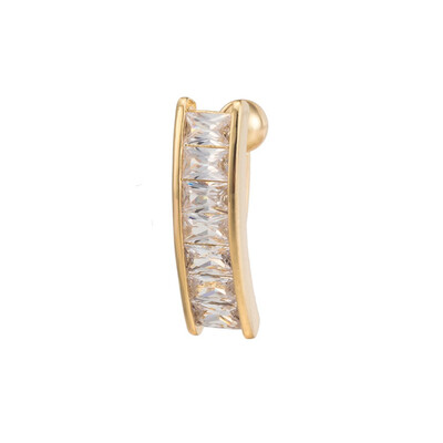 

Изысканные женщины Zircon Piercing Belly Button Кольца 316L Медицинская сталь Прямоугольник Медный штанга Пронзительный пупок Punk