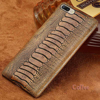

Genuine Leather Phone Case For Oneplus 5 Case Ostrich Foot Texture Back Cover For 3T 5T Case