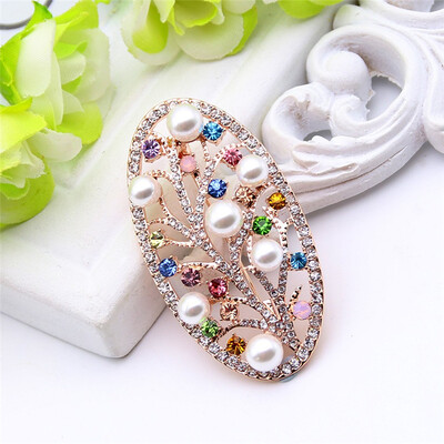 

Cute Ladies Colorful Crystal Brooch Pins Jewelry For Women Gold Color Hollow Life Tree Broches Round Brooches Scarf Lapel Pins