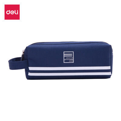 

Deli deli large capacity portable multi-layer pen bag multi-function Oxford cloth pencil storage bag deep sea blue 66772