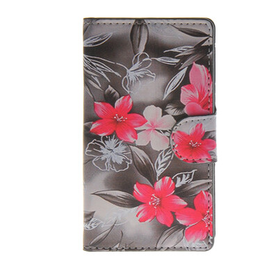 

MOONCASE Flower style Leather Side Flip Wallet Card Slot Stand Pouch ЧЕХОЛ ДЛЯ Microsoft Lumia 435