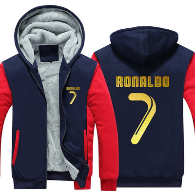 

2018 New USA Size New Arrival Men Hoodies CR7 Cristiano Ronaldo Man Design Male Jacket Thicken Fleece Zip Up Tops Plus Size Fast