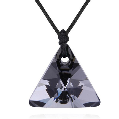 

Black Rope Chain Necklace Pendant Triangle Crystal from Austrian Punk Fashion Jewelry For Women 27418