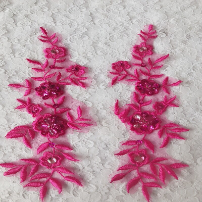 

Handmade rose red sew on crystal trim patches sequins Rhinestones lace applique 238cm for top dress skirt
