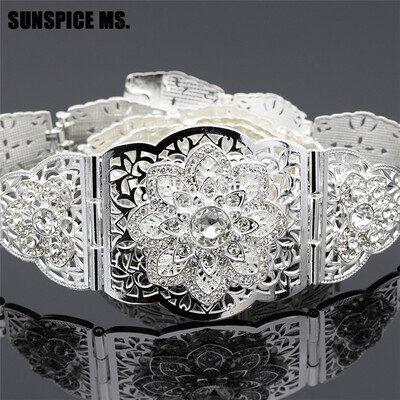 

SUNSPICE MS Europe Women Wedding Belly Chain Metal Waist Chain Belt Body Jewelry Hollow Flower Wedding Dress Accessories Gift