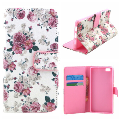 

MOONCASE Cute Pattern держателя Кожаный бумажник флип карты с Kickstand Чехол для Huawei Ascend P8 lite