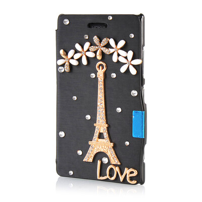 

MOONCASE Luxury Flower Crystal Leather Side Flip Wallet Pouch Case Cover for Nokia Lumia 925
