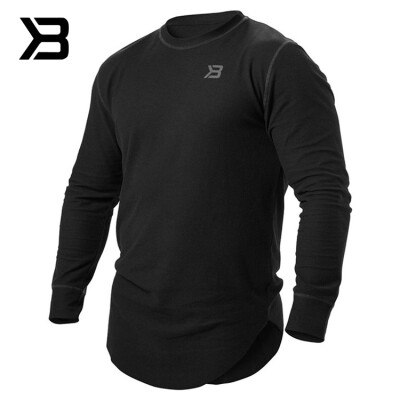 

Muscle Dr brothers mens sports fitness autumn&winter new training outdoor round neck solid color cotton Slim long sleeve