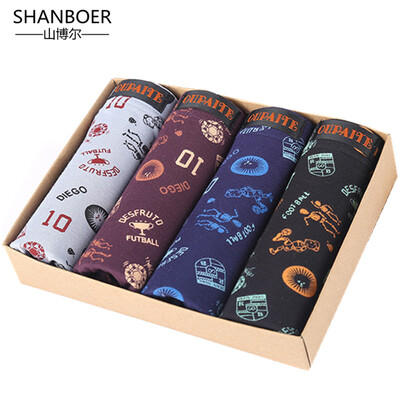 

2018 4Pcs Lot Men Underwear Boxers Cotton Print Black White Gray Men Boxer Underwear Sexy Comfort Men Shorts Panties