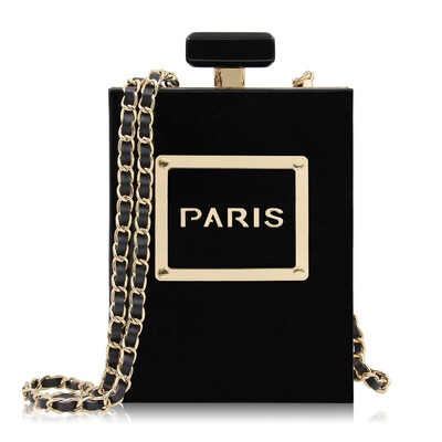 

Milisente Women Clutch Purse Perfume Bottle Crossbody Bags Laides Black Acrylic Clutch Bag
