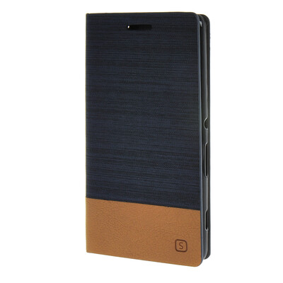 

MOONCASE Case for Sony Xperia C4 Case Leather Wallet Flip Card Holster Pouch Stand Back Case Cover Dark blue