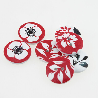 

mymei 1 Bag 100pcs Mixed Pattern Wooden Buttons Fit Sewing and Scrapbook 20mm