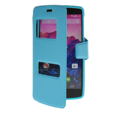 

MOONCASE View Window Leather Side Flip Pouch Hard board Shell Back чехол для LG Google Nexus 5 Blue