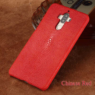 

Genuine Leather Phone Case For Huawei Mate 9 Case Natural Pearl Fish Skin Back Cover For P10 Case