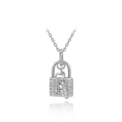 

Yoursfs® 18K White Gold Plated Simple Crystal Lock Pendant Necklace Womens Fashion Jewelry