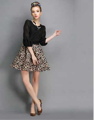 

2015 autumn and winter hot new leopard high waist skirts tutu skirt temperament sources of foreign trade