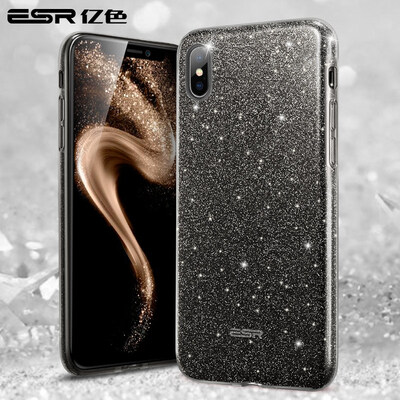 

ESR iPhone X Mobile ShellShoe Cover Creative Personality Drop Resistant Soft Shell Apple x Mobile Shell All-inclusive SparklingSparklingLuxury Makeup Series - Black