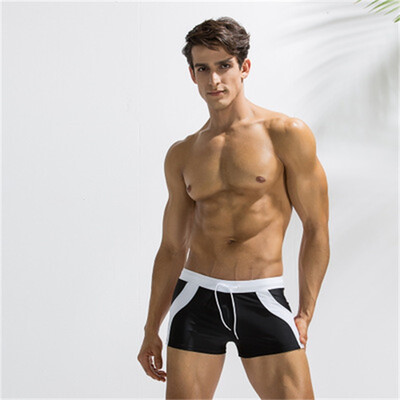 

2018 New Summer Mens Youth Sexy Fashion Stitching Mens Swimming Shorts Mens Beach Boxer Swimsuit