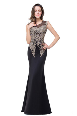 

long Crystal Prom Evening Dress Formal Party Bridesmaid Mermaid Gown Appliqued Pageant Gown