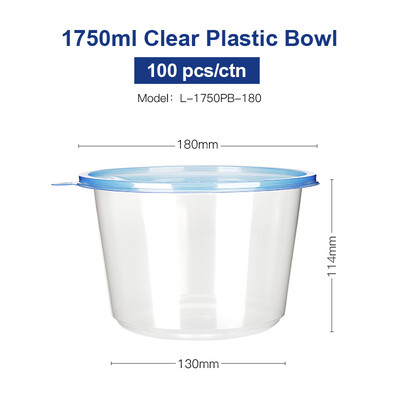 

OTOR Salad Bowl with Lid Take Away Food Container Clear Plastic Bowl Box for Fast Food Bento Microwaveable 120mm180mm 100pcs