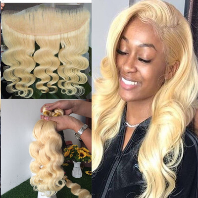 

body wave Hair 613 Blonde Ear to Ear 13x4 Lace Frontal Closure With 3 Bundles Brazilian Virgin Human Hair Blonde Weaves Extension