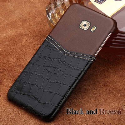 

Genuine Leather Phone Case For Samsung C9 Pro Case Crocodile Texture&Oil wax leather Back Cover For S7 S8 Plus Case