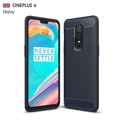 

Goowiiz Phone Case For OnePlus 6 Fashion Slim Carbon Fiber TPU Soft Silicone Prevent falling