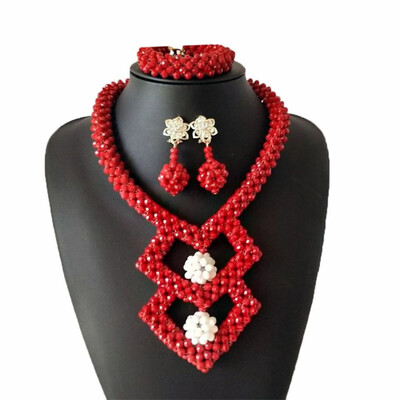 

Champagne Nigerian Wedding Jewelry Sets Party Gift Beaded Crystal Necklace Set For Women African Wedding Beads Bridal Jewelry Set