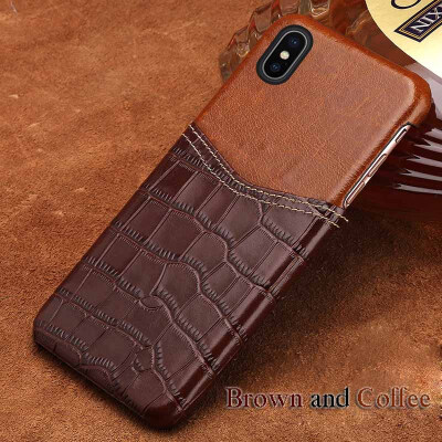 

Genuine Leather Phone Case For iPhone X Case Crocodile Texture&Oil wax leather Back Cover For 6 6S 7 8 Plus Case