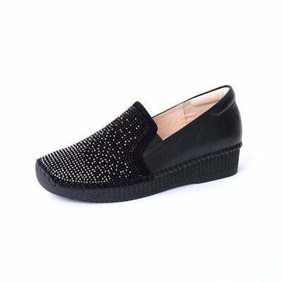 

SHUNAGFENG 2018 Spring New Women Casual Shoes Genuine Leather Platform Shoes Women Slip on Loafers Ladies shoes zapatos mujer