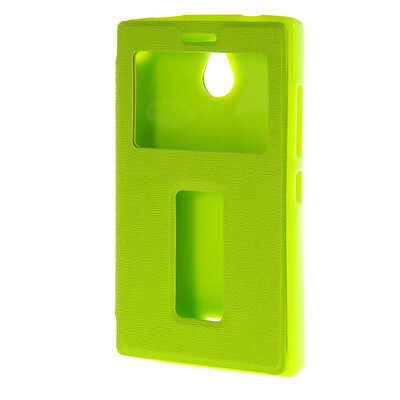 

MOONCASE Side Flip Hard board Slim Leather Bracket Window чехол для Cover Nokia Lumia X2 X+ X2DS зеленый