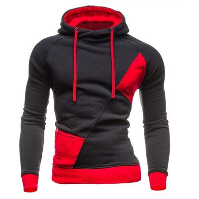 

Zogaa New Mens Hoodie Color Matching Patchwork Hooded