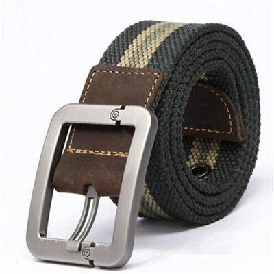 

HOT 2017 wholesale Real Solid brand Belt for Men Casual Striped belt Cinto mens Fashion Pin Buckle Canvas cowboy knitted Strap