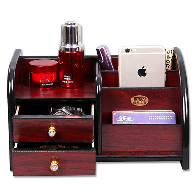 

TRNFA TN-708 Storage box Wooden pencil desk Office desk finishing racks Shelf cosmetics remote control storage supplies