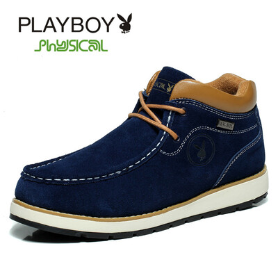 

PLAYBOY brandWarm leather winter boots with suedeLeisure with cottonMale snow bootsHigh-topMens shoes