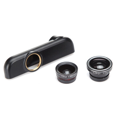 

Adventure LIEQI LQ-018 mobile phone lens wide-angle fish eye macro three-in-one camera phone self-timer lens iphone6 ​​ 6s plus special black