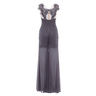 

CAZDZY Вечерний Комбинезон с Аппликациями и V Образным Воротником