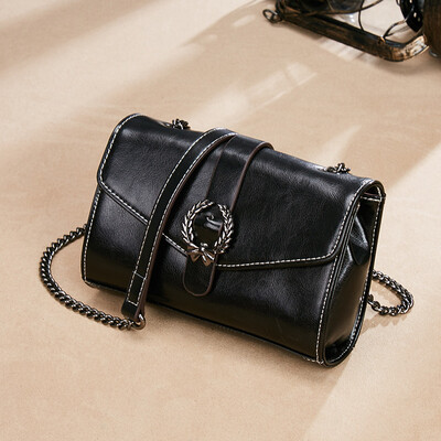 

Italian kangaroo LALPINA female bag retro leather Messenger bag female simple shoulder bag female fashion olive branch female bag oil wax yellow 674S031032